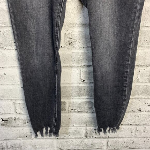 KanCan Ankle Fray Washed Faded Black Mid Rise Ankle Jeans - Picture 3 of 10